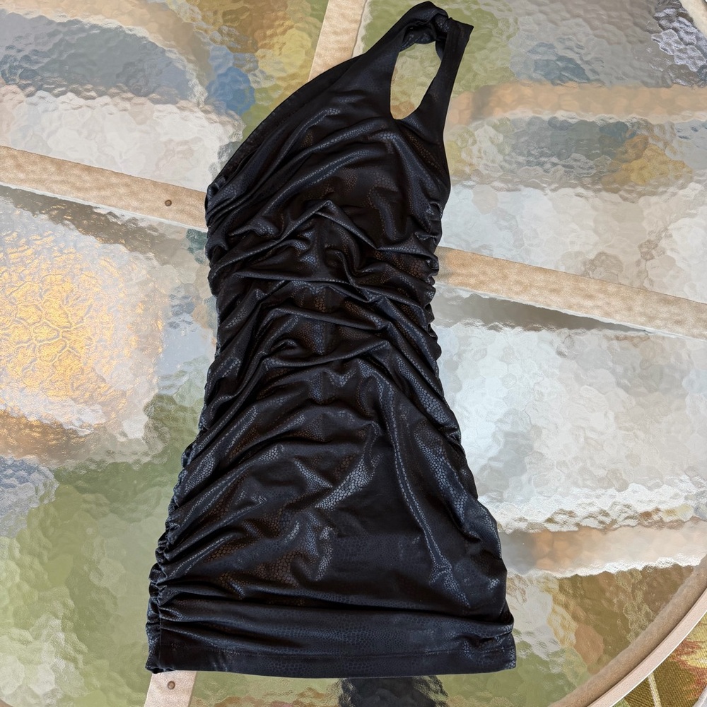 Black Bebe animal print mini dress
